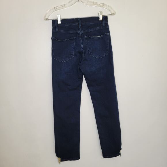 FRAME Le High Straight Jeans Porter Chew Hem Mid Rise Dark Wash Women 26 - Picture 3 of 13